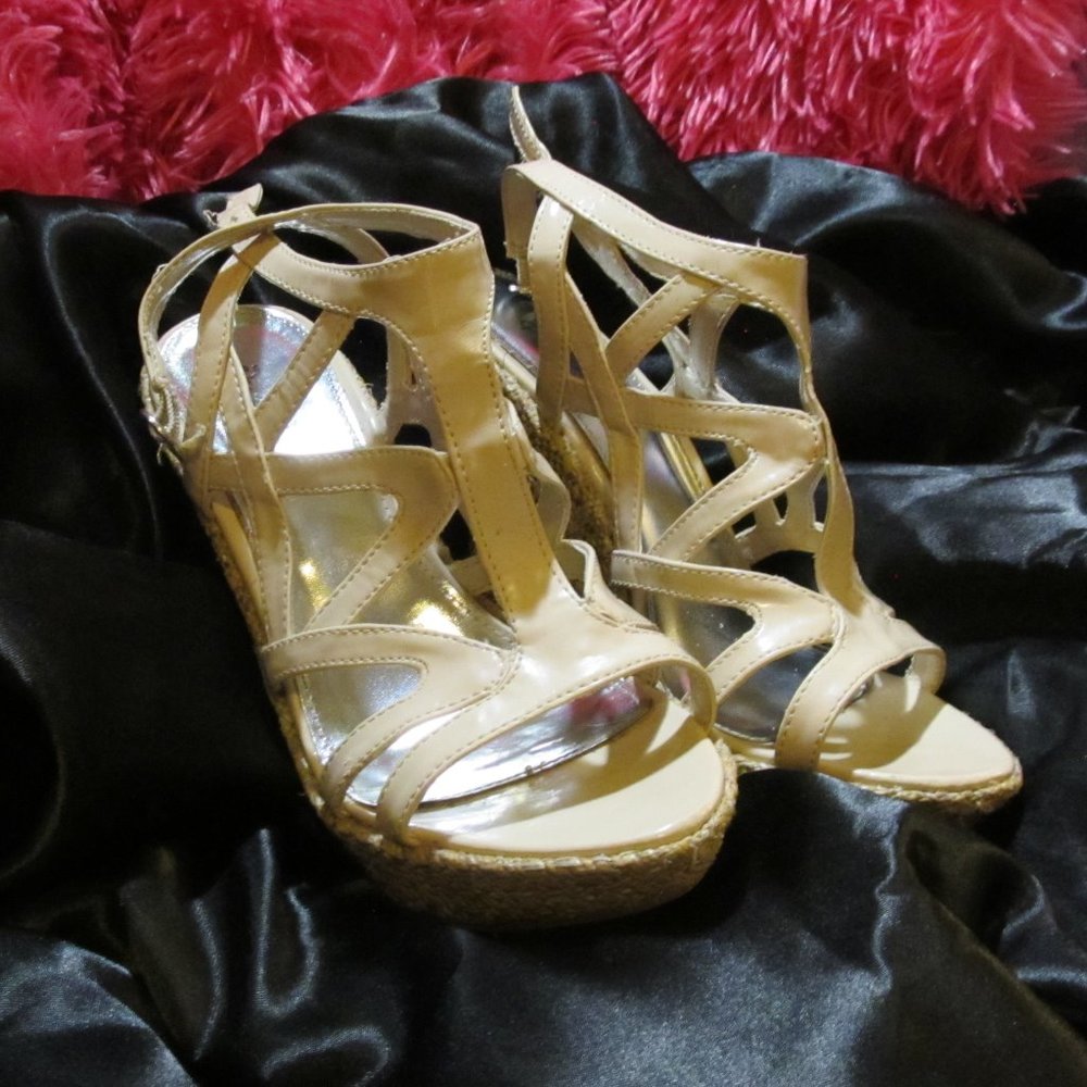 Cream wedge heels
